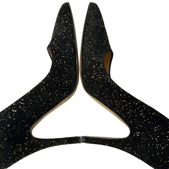 Kate Spade Licorice Pumps Womens 6 B Black Gold Flecked Suede Pointed Heel Italy - Picture 5 of 15